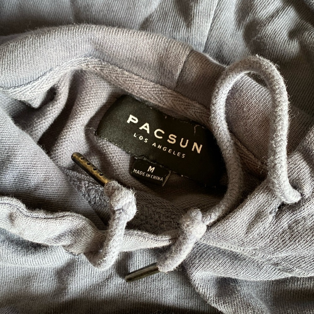 PACSUN Hoodie Gray Blue Vintage Wash M EUC Cotton lined hood Vented bottom